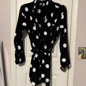 PINK Victoria's Secret Black and White Polka Dot Robe